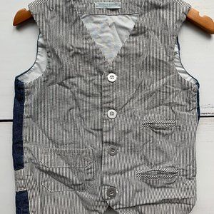 Denim & Ticking stripes Vest- Blu Pony Vintage EUC